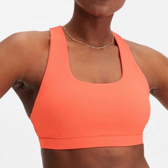 Women’s Fabletics Strappy Boost Sports Bra in Atomic Orange - Picture 1 of 5